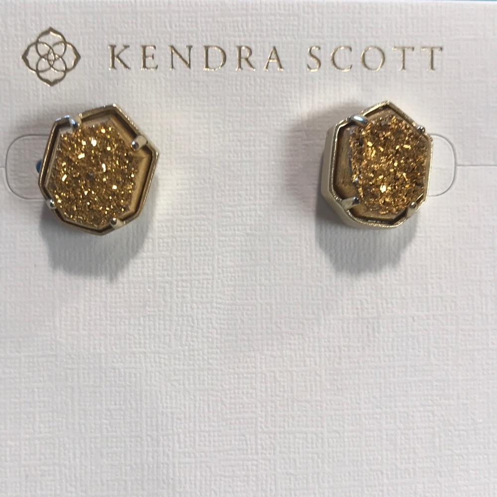 Kendra Scott Gold Drusy studs - Picture 2 of 7